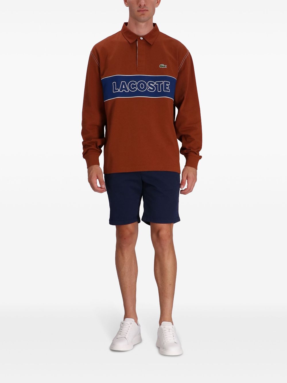 Men Polo Shirts Maison-Kitsune Lacoste Rugby Polo Shirt Brown