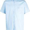 Maison-Kitsune Lacoste spread-collar Cotton Shirt Blue Men Shirts