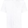 Maison-Kitsune Shirts Men Lacoste logo-embroidered short-sleeve Cotton Shirt White