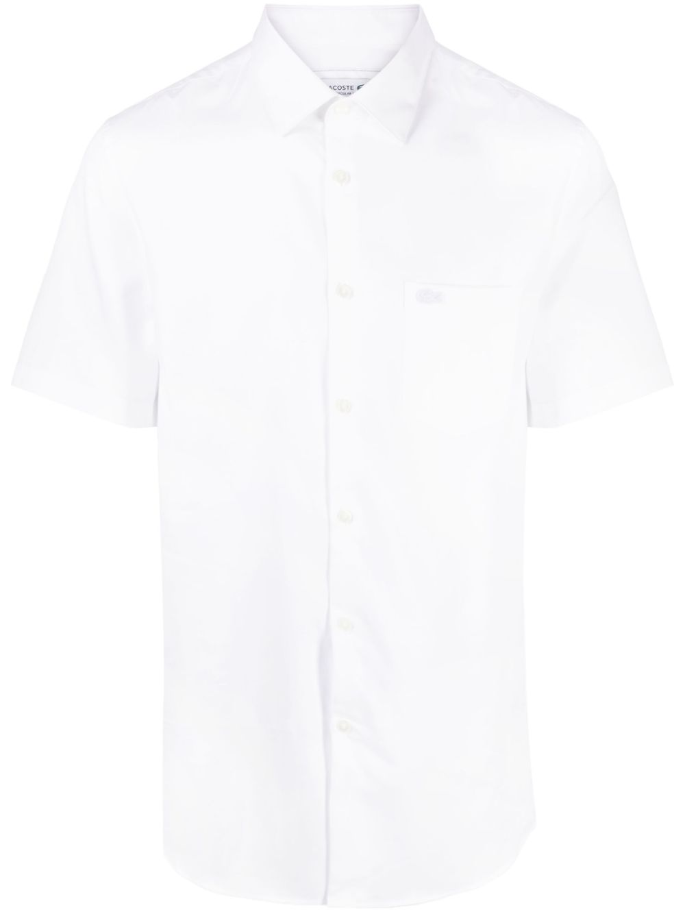 Maison-Kitsune Shirts Men Lacoste logo-embroidered short-sleeve Cotton Shirt White