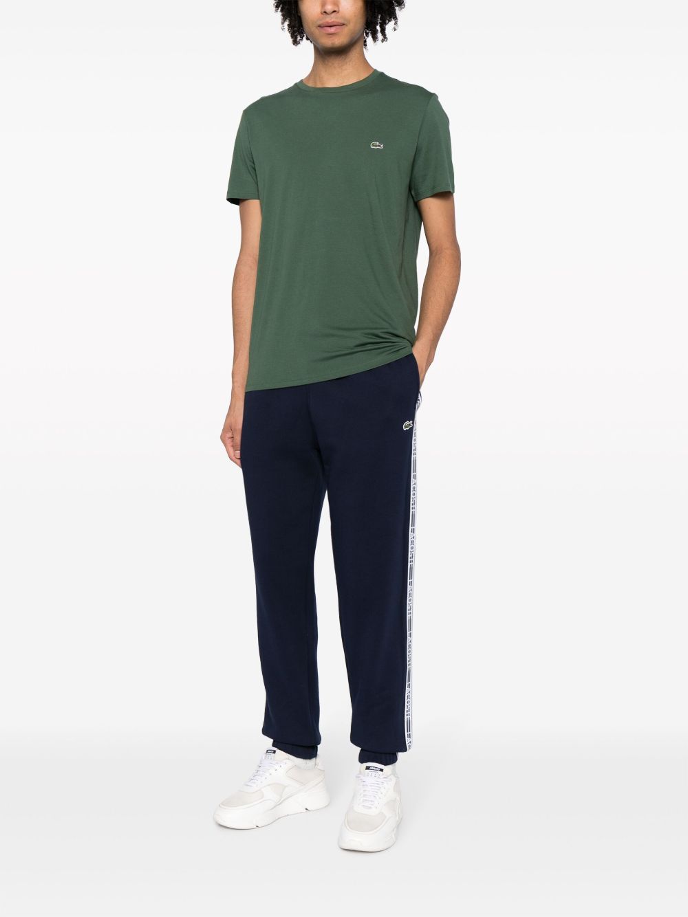 Maison-Kitsune Lacoste logo-stripes cotton-blend Track Pants Blue Men Sweatpants