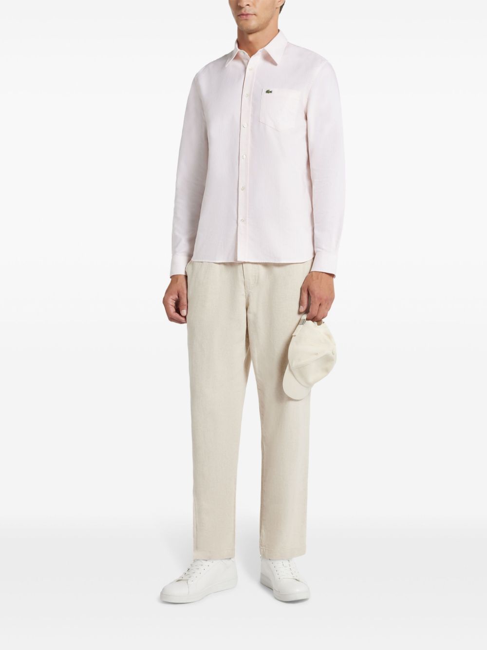 Maison-Kitsune Lacoste Organic Cotton Shirt Pink Men Shirts
