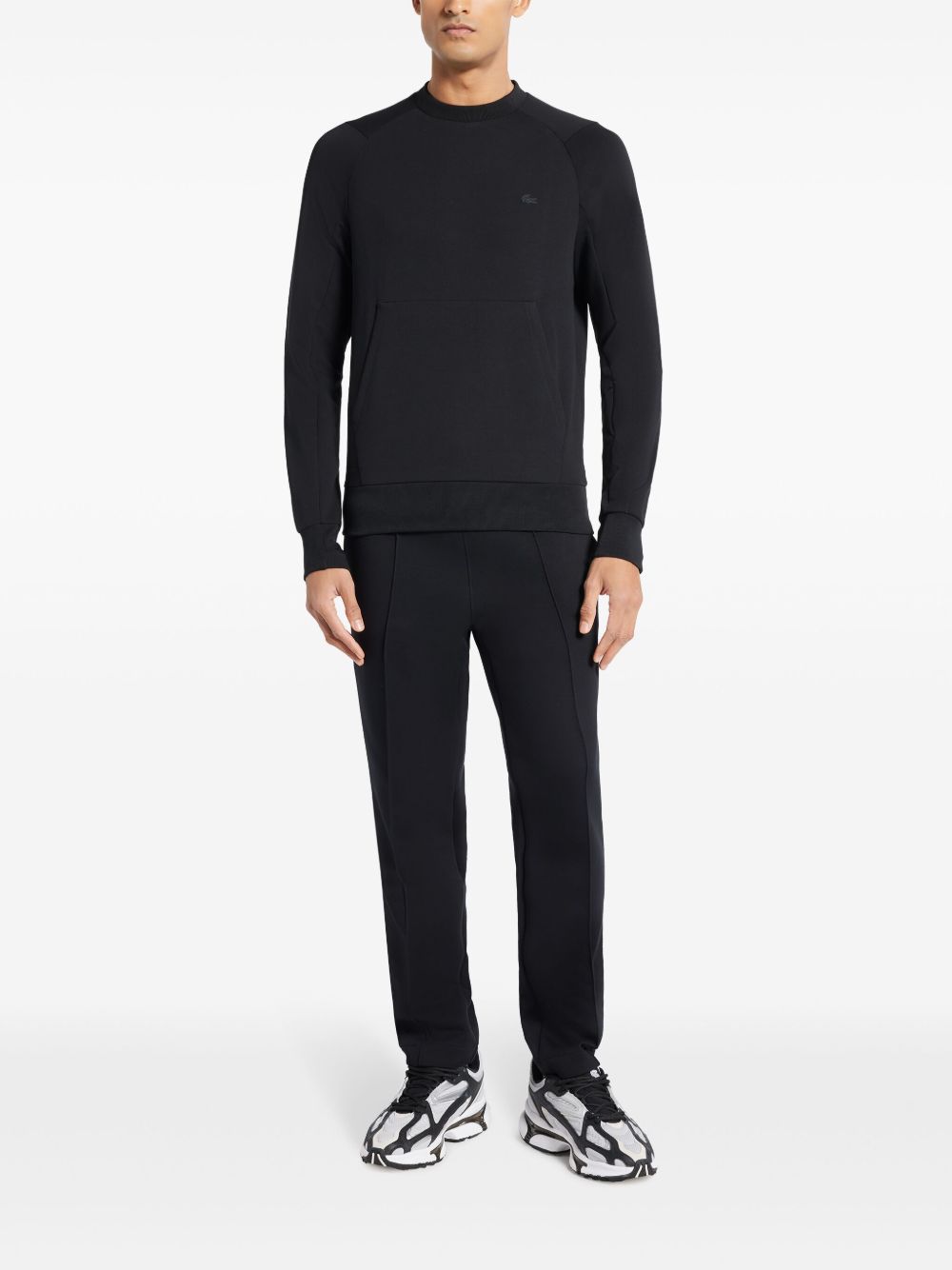 Maison-Kitsune Lacoste pouch-pocket Fleece Sweatshirt Black Men Sweatshirts
