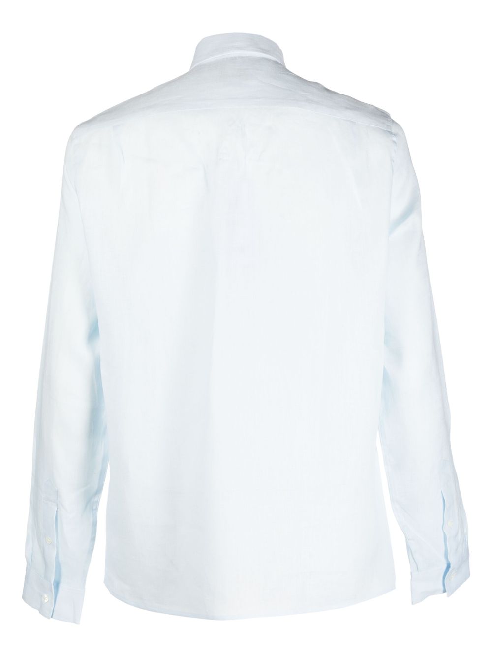 Maison-Kitsune Shirts Men Lacoste logo-embroidered Linen Shirt Blue