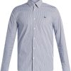 Maison-Kitsune Shirts Men Lacoste Striped Poplin Shirt Blue