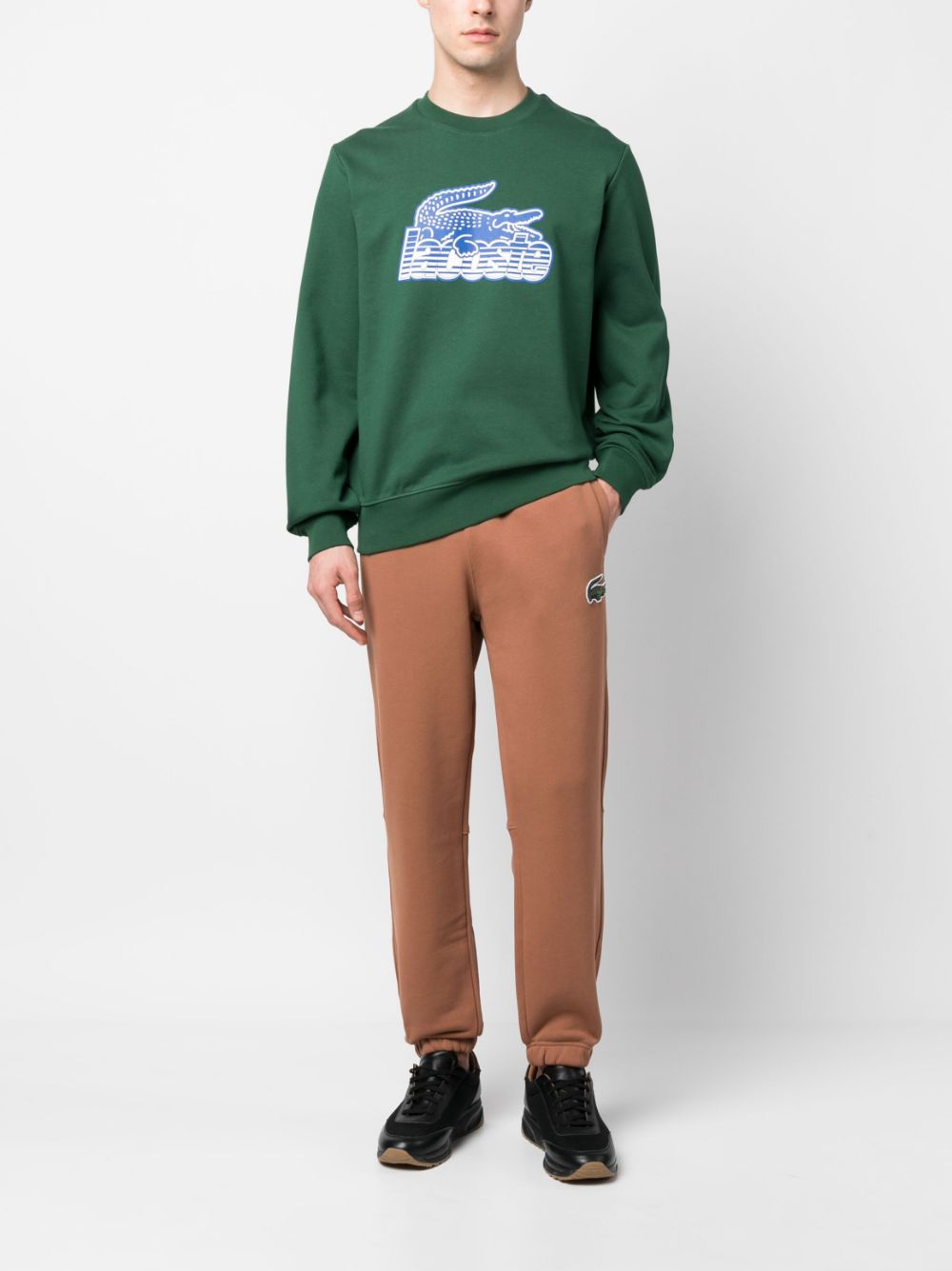 Lacoste logo-patch Organic Cotton Track Trousers Brown Men Sweatpants Maison-Kitsune