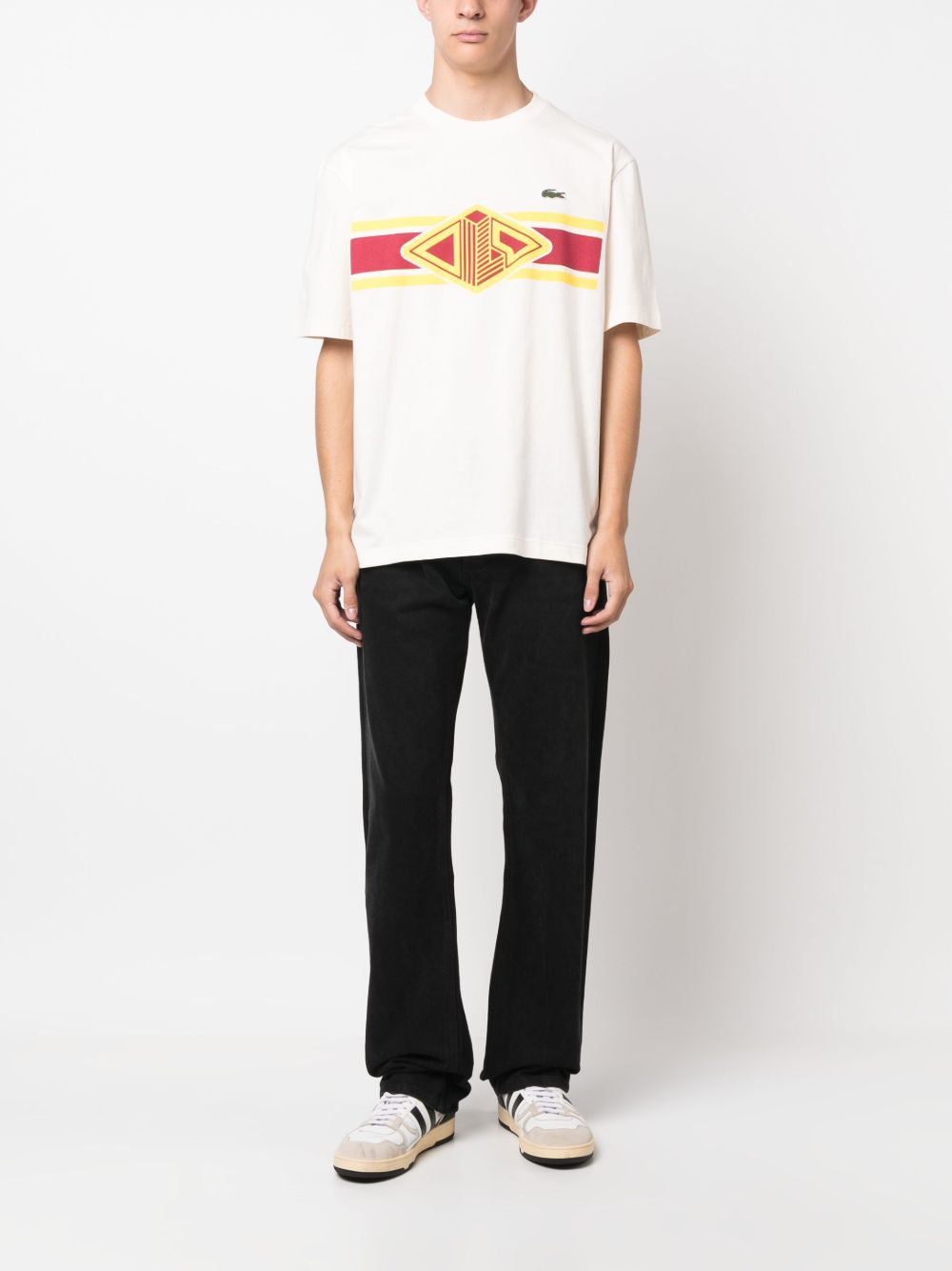 Maison-Kitsune T-Shirts Men Lacoste logo-print crew-neck T-shirt White