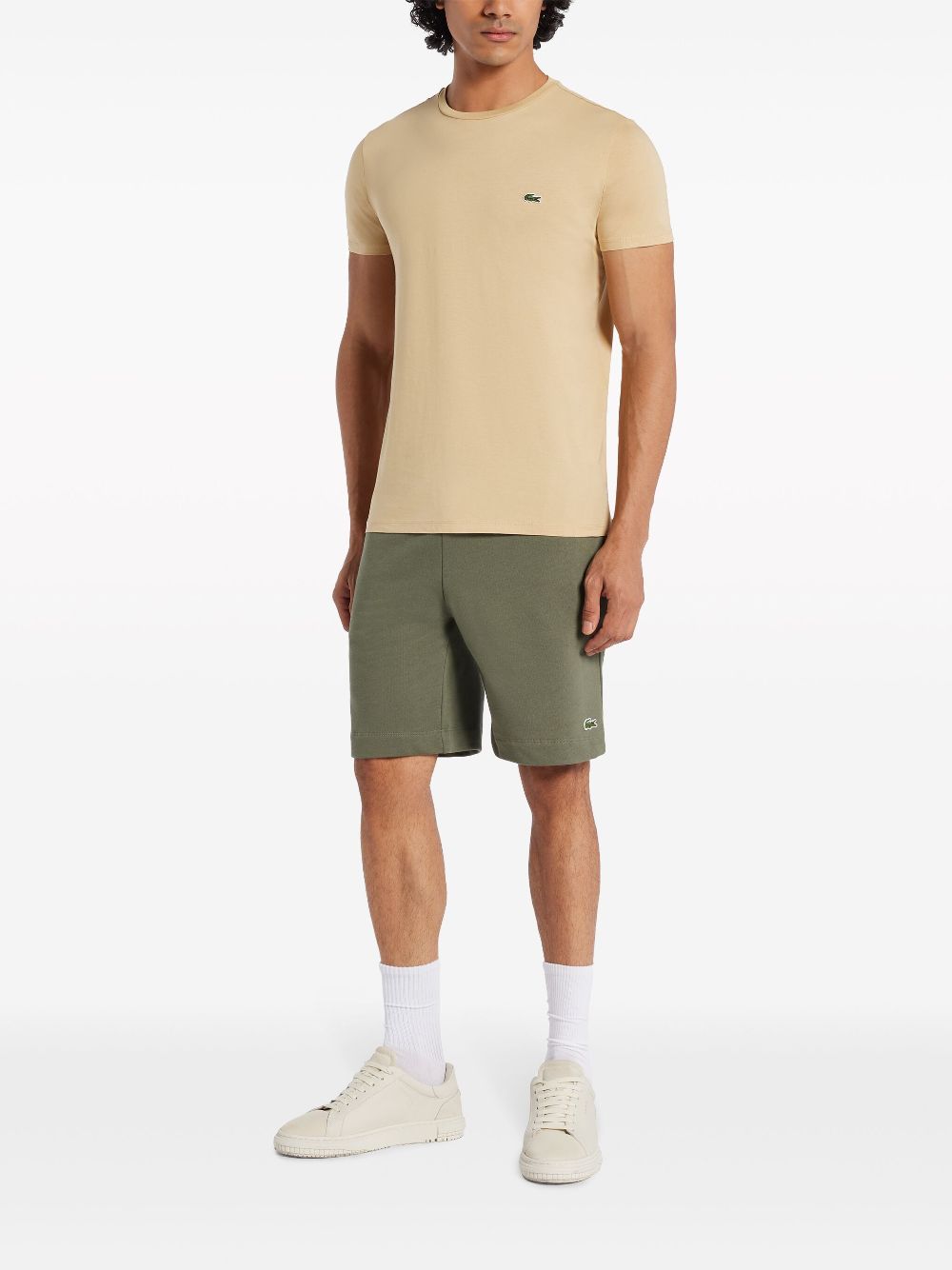 Lacoste logo-patch cotton-blend Track Shorts Green Maison-Kitsune Men Track & Running Shorts