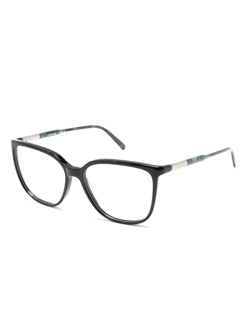 Men Glasses & Frames Maison-Kitsune Lacoste marbled-effect square-frame Glasses Black