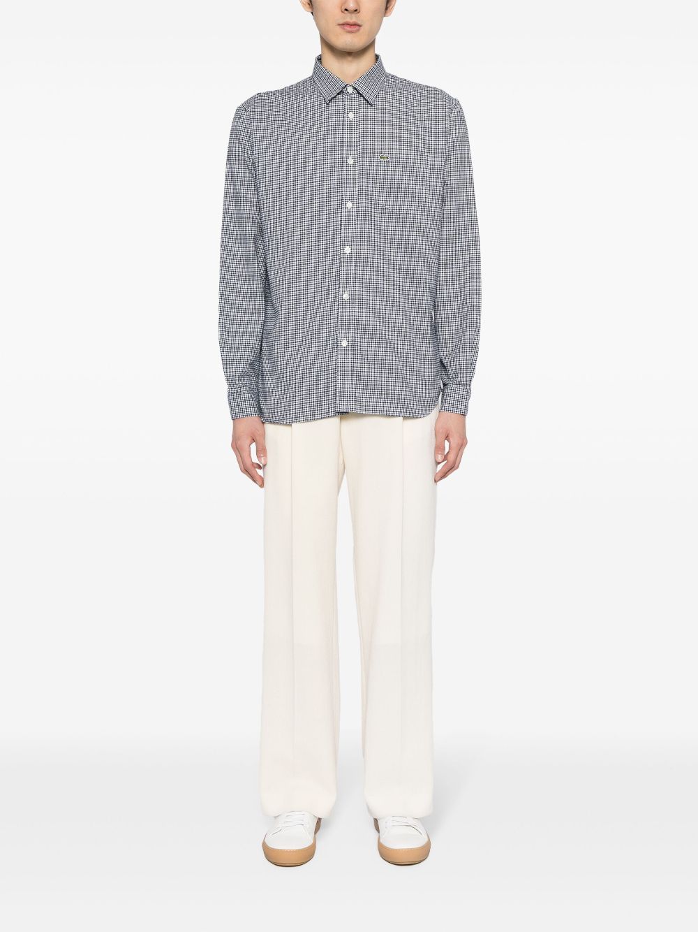 Lacoste Checked Cotton Flannel Shirt Blue Maison-Kitsune Men Shirts