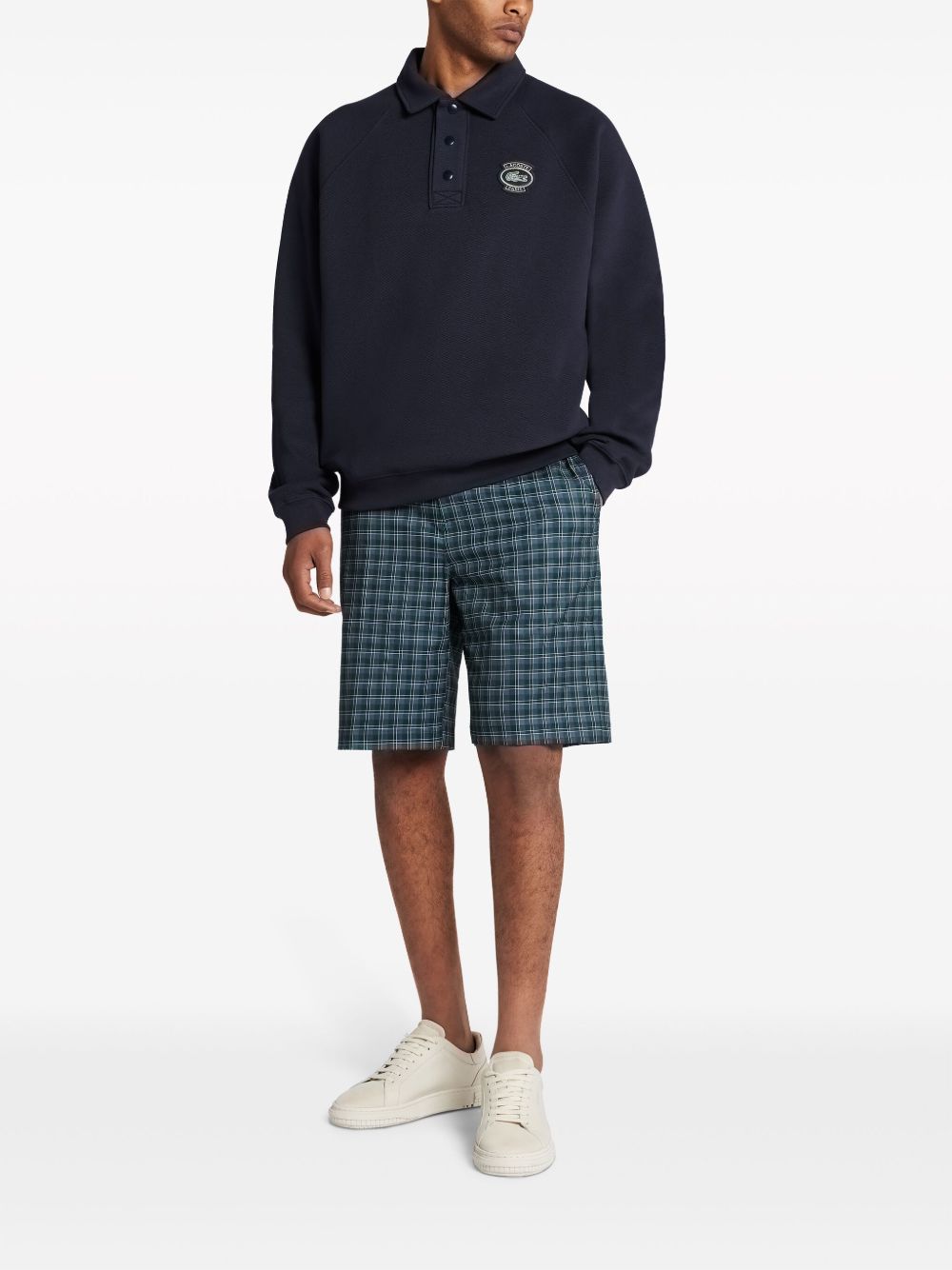 Men Bermuda Shorts Maison-Kitsune Lacoste Checkered Elasticated Bermuda Shorts Blue