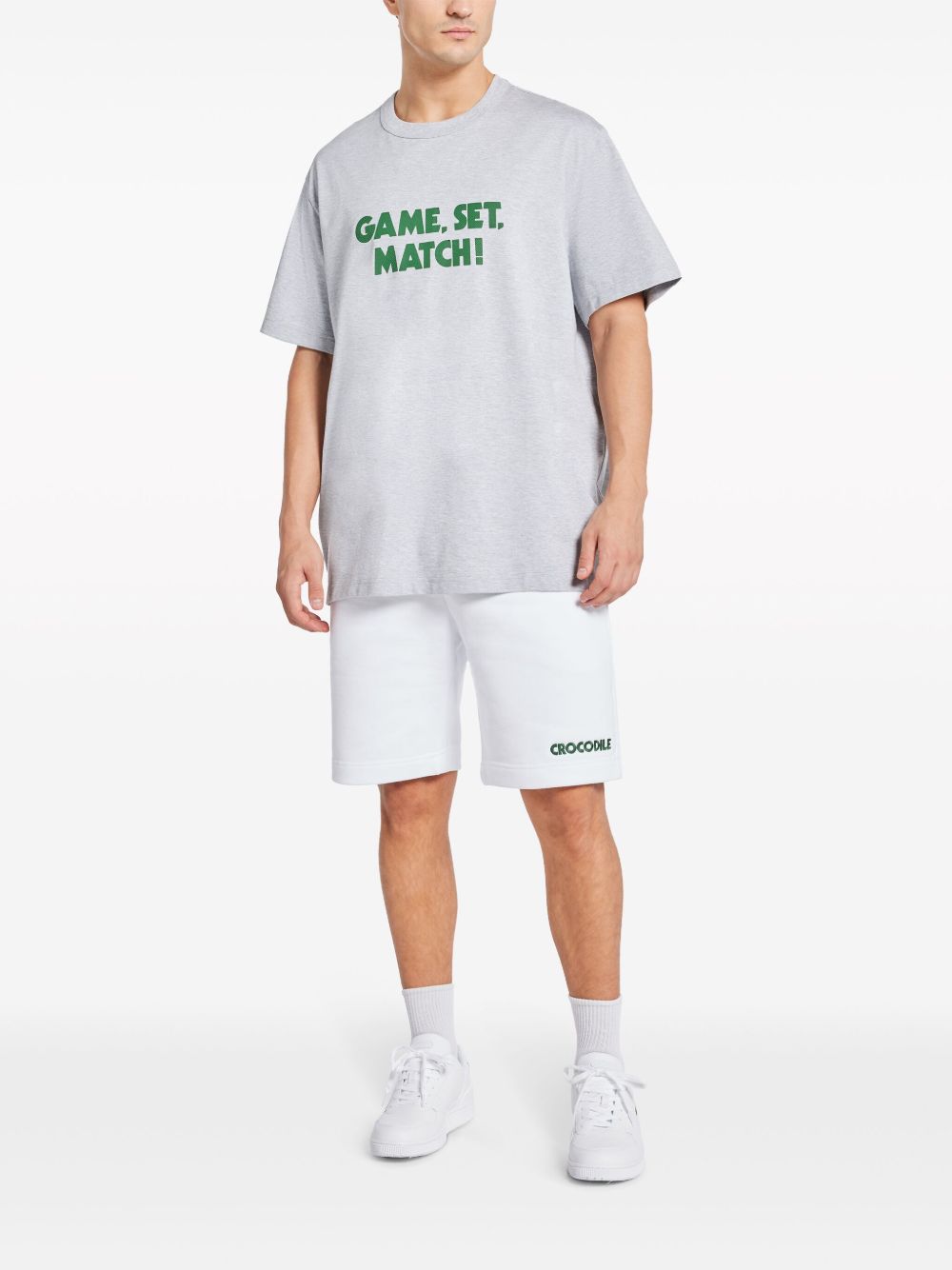 Lacoste slogan-embroidered Cotton Track Shorts White Men Track & Running Shorts Maison-Kitsune