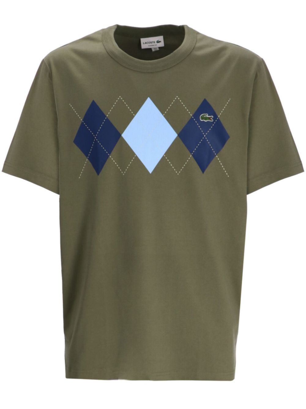 Maison-Kitsune T-Shirts Men Lacoste argyle-print Cotton T-shirt Green