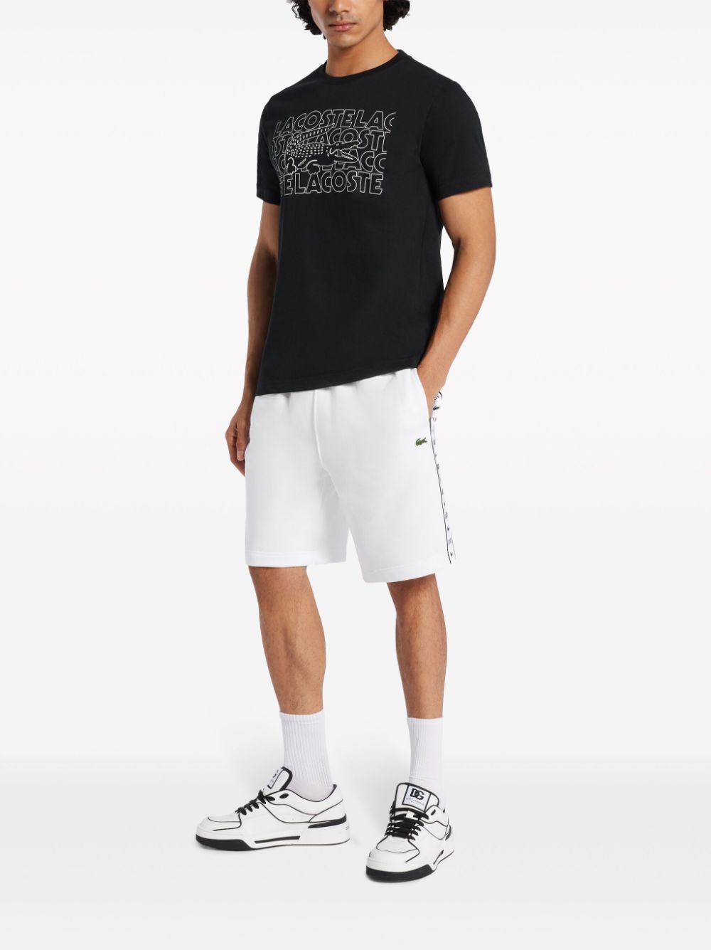 Lacoste logo-print Cotton T-shirt Black Maison-Kitsune Men T-Shirts