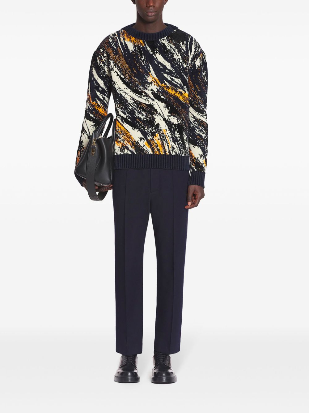 Men Knitted Sweaters Maison-Kitsune Lanvin Abstract Jacquard Jumper Blue