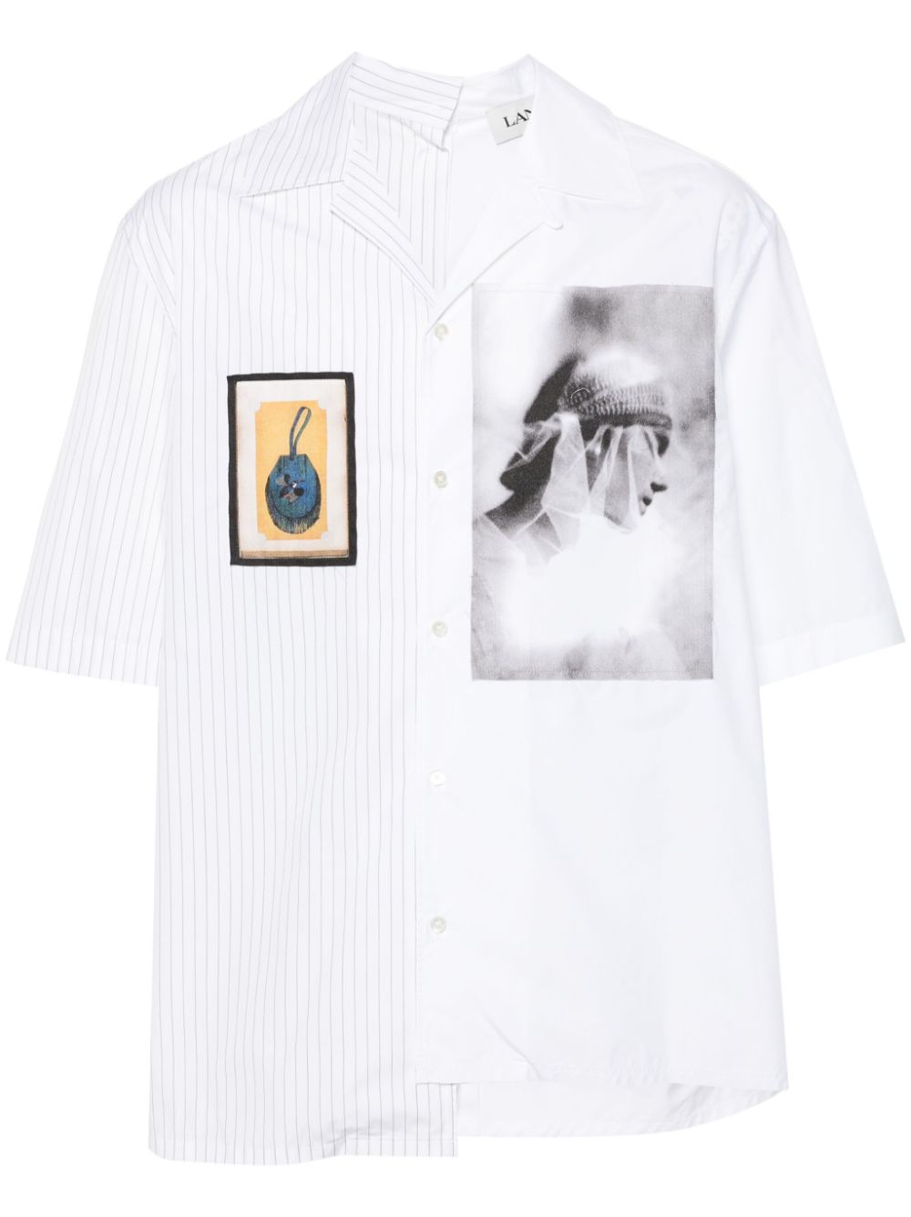 Maison-Kitsune Lanvin Asymmetric Cotton Shirt White Men Shirts