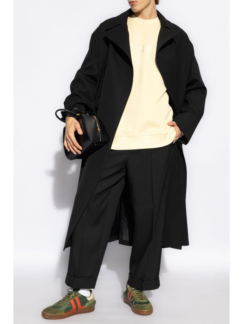 Maison-Kitsune Lanvin logo-embroidered Sweatshirt Yellow Men Sweatshirts