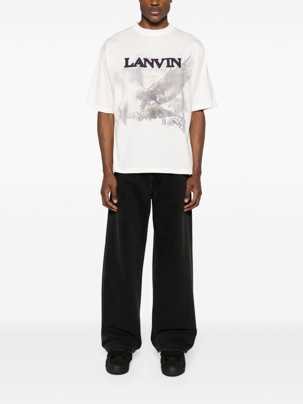 Lanvin x Future Eagle-print Cotton T-shirt White Maison-Kitsune Men T-Shirts
