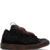 Maison-Kitsune Lanvin Curb Leather Sneakers Black Men Low-Tops
