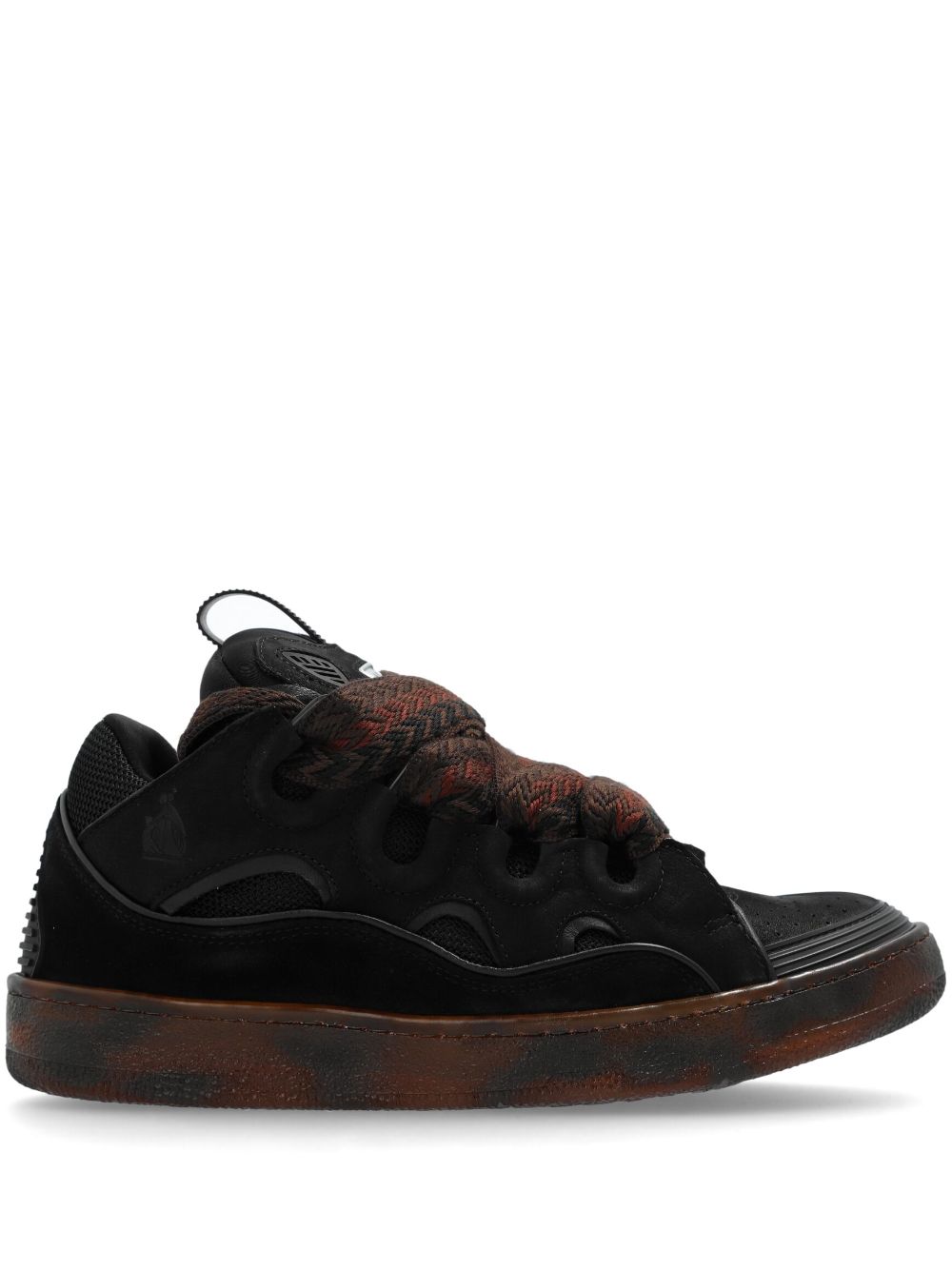 Maison-Kitsune Lanvin Curb Leather Sneakers Black Men Low-Tops