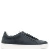 Men Low-Tops Maison-Kitsune Lanvin embroidered-logo low-top Leather Sneakers Blue