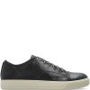 Lanvin Saffiano Leather Sneakers Black Maison-Kitsune Men Low-Tops