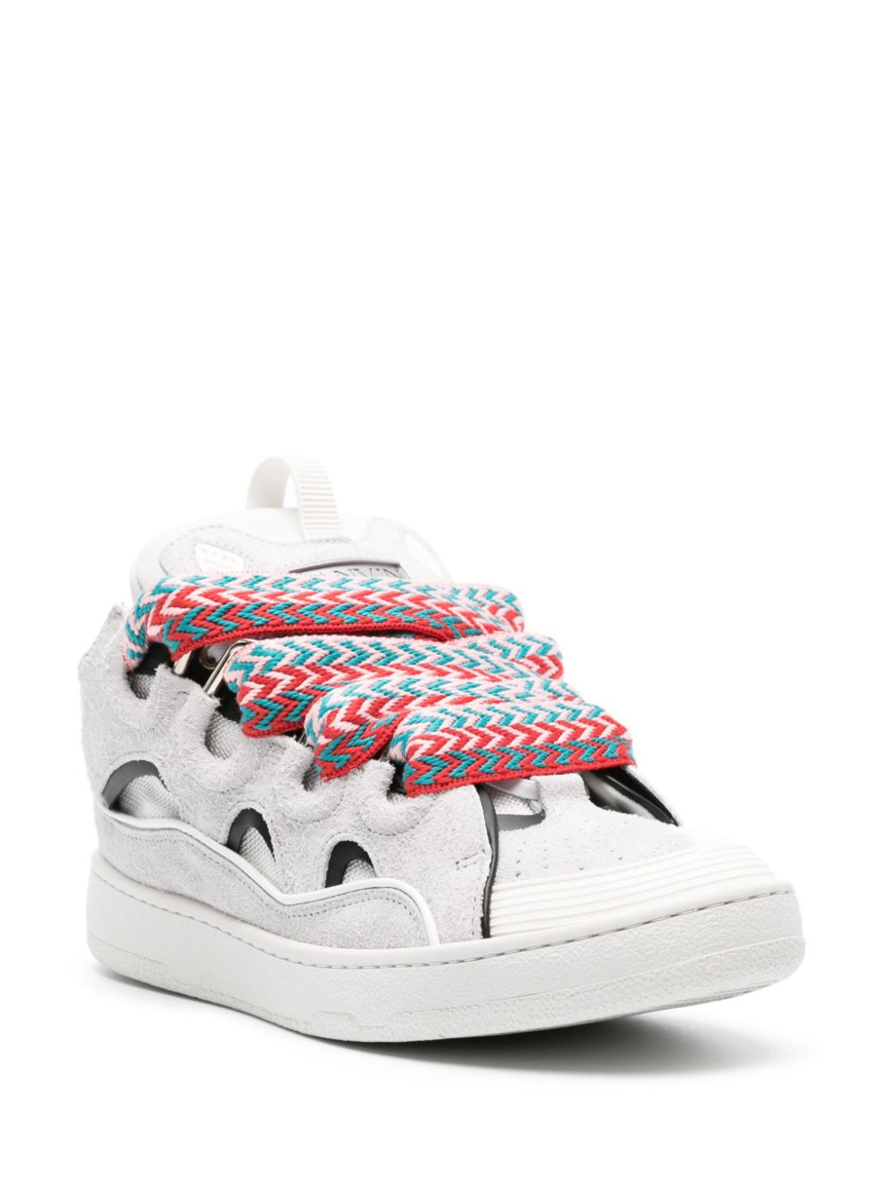 Maison-Kitsune Lanvin Curb Panelled Suede Sneakers Grey Men Low-Tops