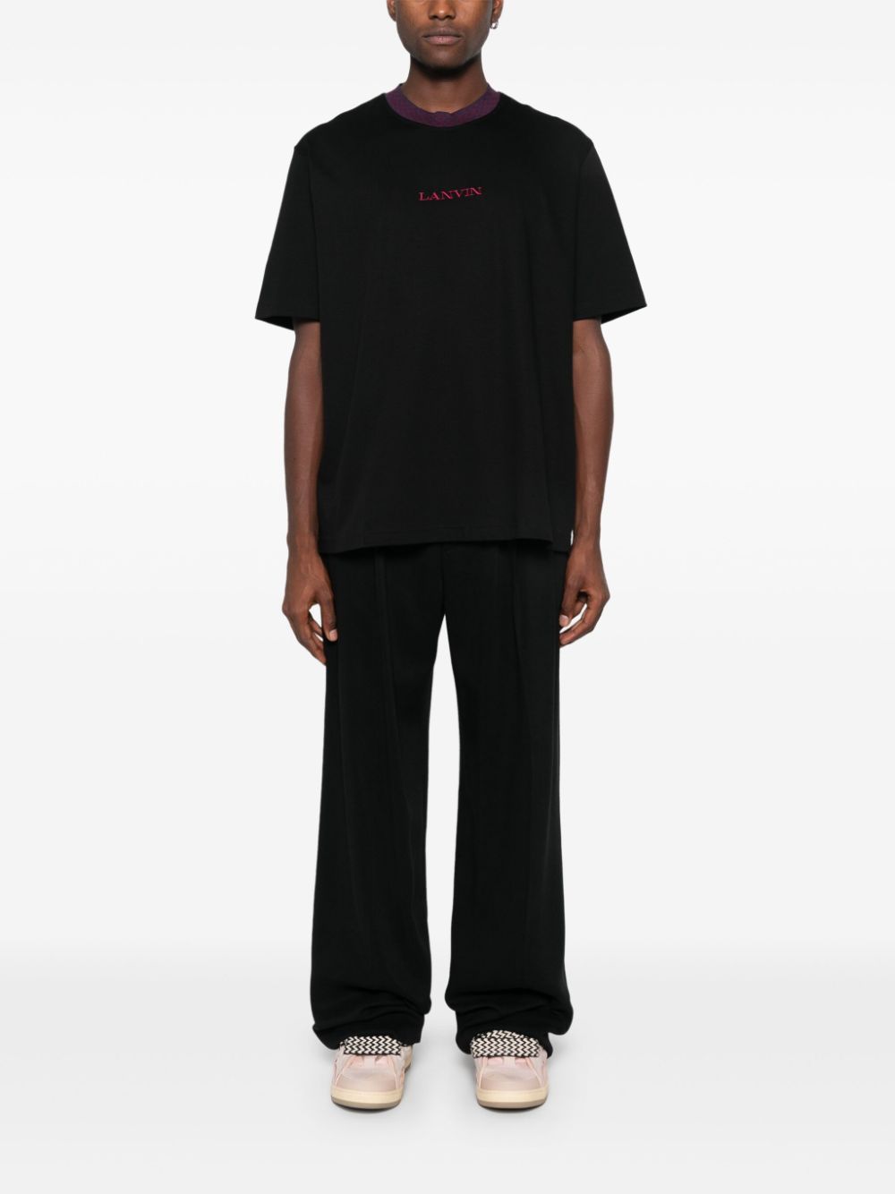 Lanvin logo-embroidered T-shirt Black Men T-Shirts Maison-Kitsune
