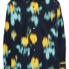 Lanvin Blurred flower-print Cotton Shirt Blue Men Shirts Maison-Kitsune