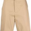 Maison-Kitsune Lanvin contrast-trim Cotton Bermuda Shorts Neutrals Men Bermuda Shorts