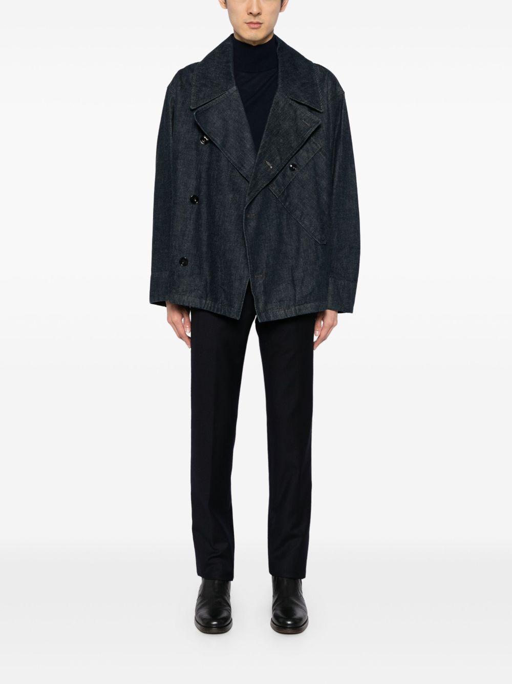 Maison-Kitsune Tailored Pants Men Lanvin Wool straight-leg Tailored Trousers Blue