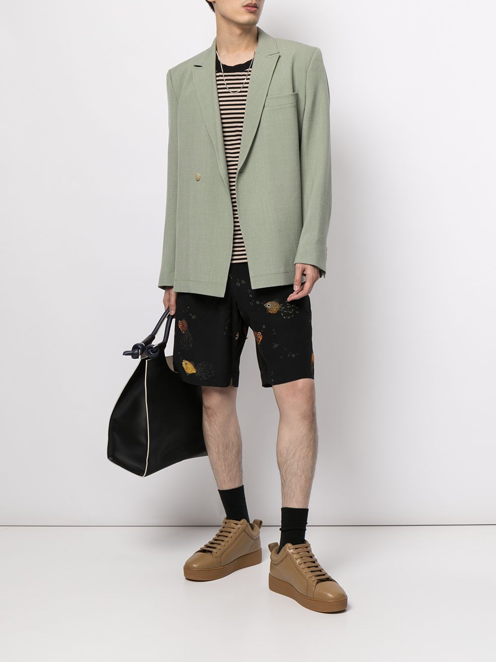 Lanvin fish-print Tailored Shorts Black Men Tailored Shorts Maison-Kitsune