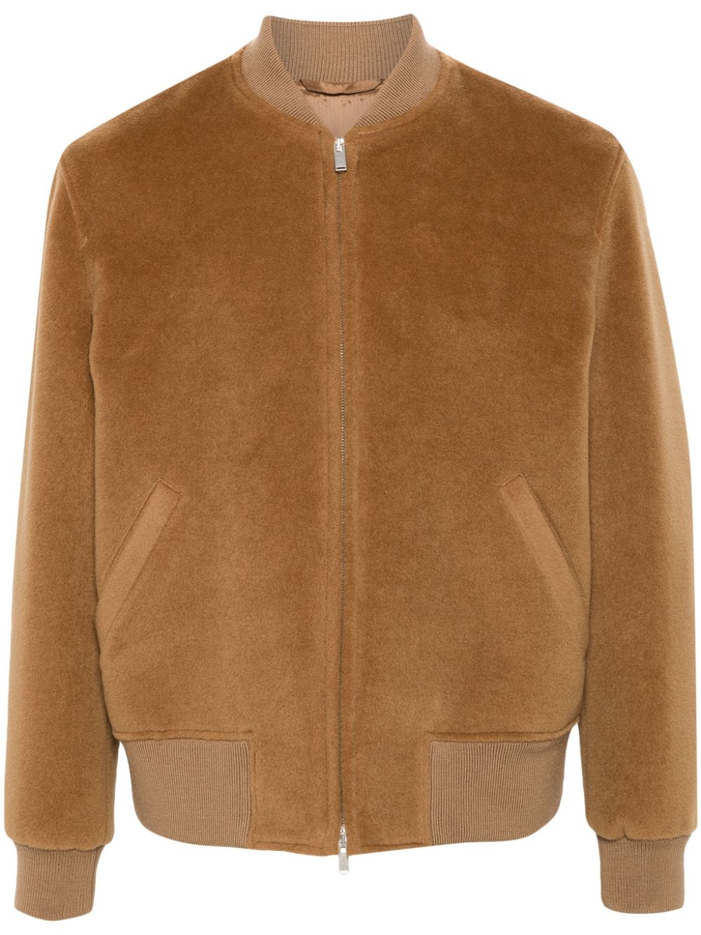 Maison-Kitsune Lardini Wool Bomber Jacket Brown Men Bomber Jackets