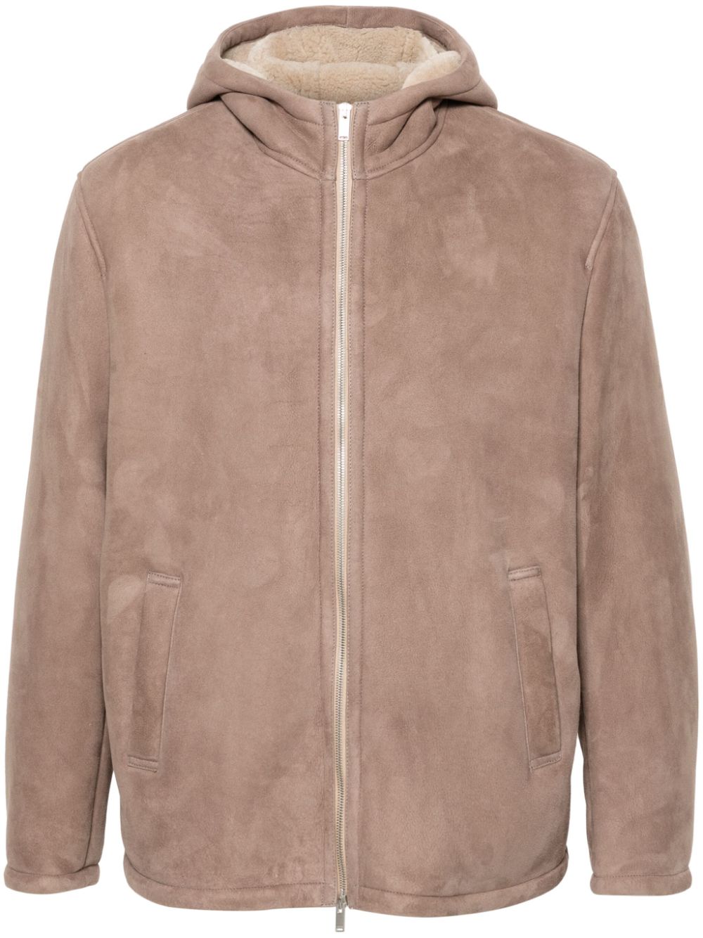 Men Leather Jackets Maison-Kitsune Lardini Suede Jacket Brown