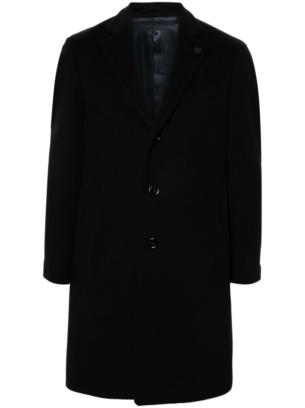 Men Single Breasted Coats Maison-Kitsune Lardini Wool Coat Blue