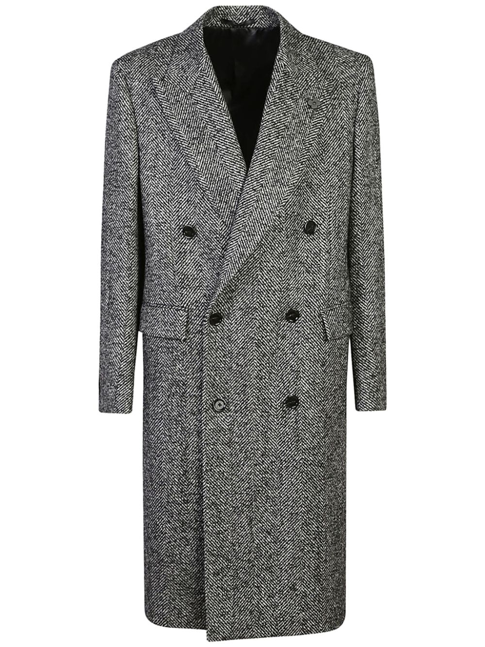 Lardini Herringbone Coat Black Men Double Breasted Coats Maison-Kitsune