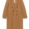 Maison-Kitsune Double Breasted Coats Men Lardini double-breasted Coat Brown