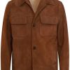 Maison-Kitsune Shirt Jackets Men Lardini Suede Shirt Jacket Brown