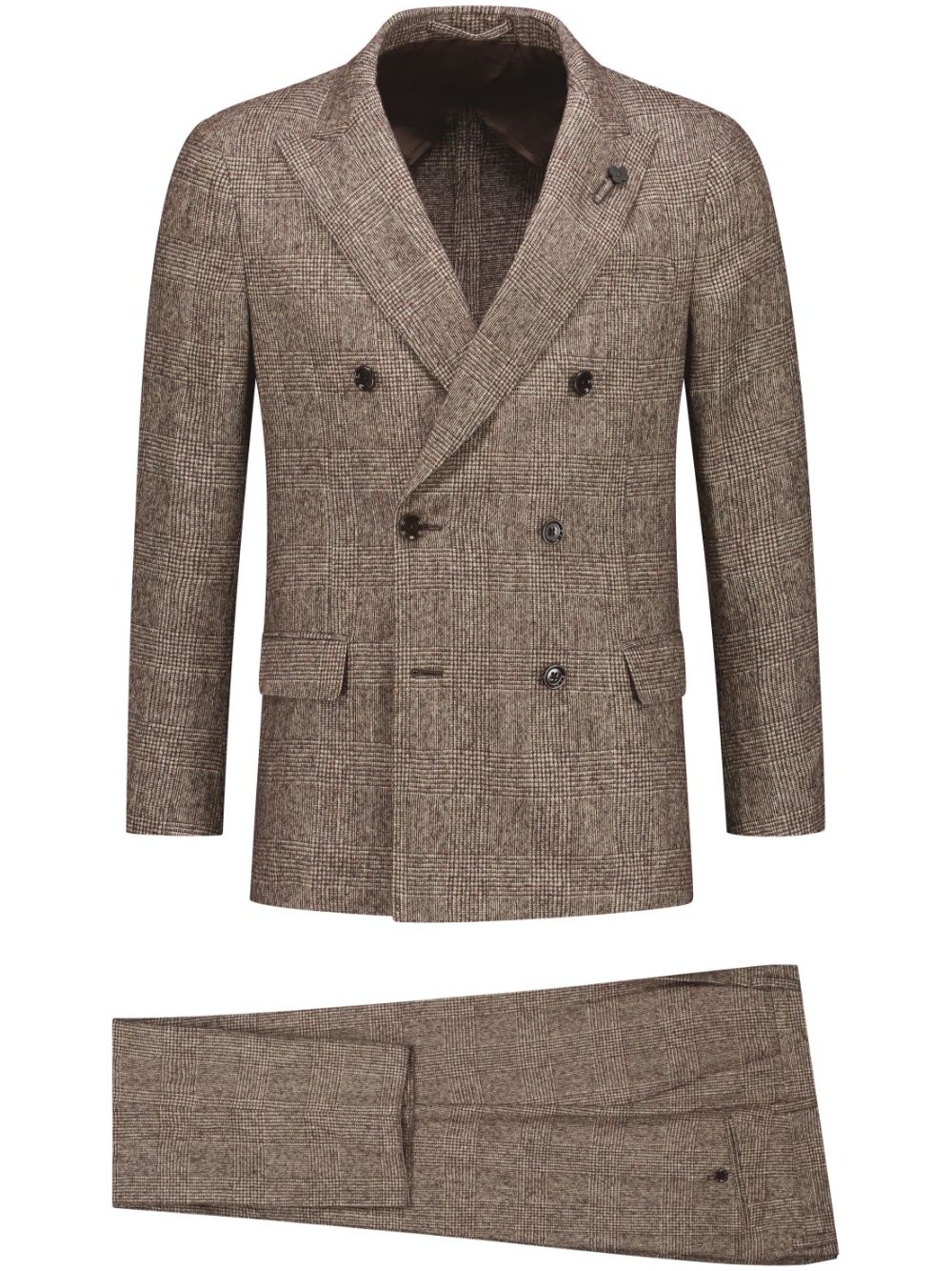 Maison-Kitsune Lardini Checked double-breasted Suit Brown Men Double Breasted Suits