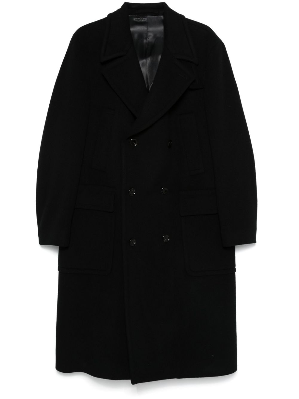 Lardini Virgin Wool Coat Black Maison-Kitsune Men Double Breasted Coats
