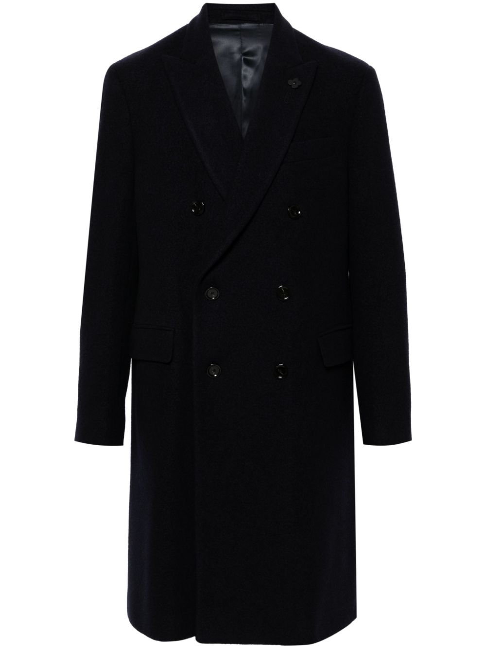 Maison-Kitsune Lardini Felted Coat Blue Men Double Breasted Coats