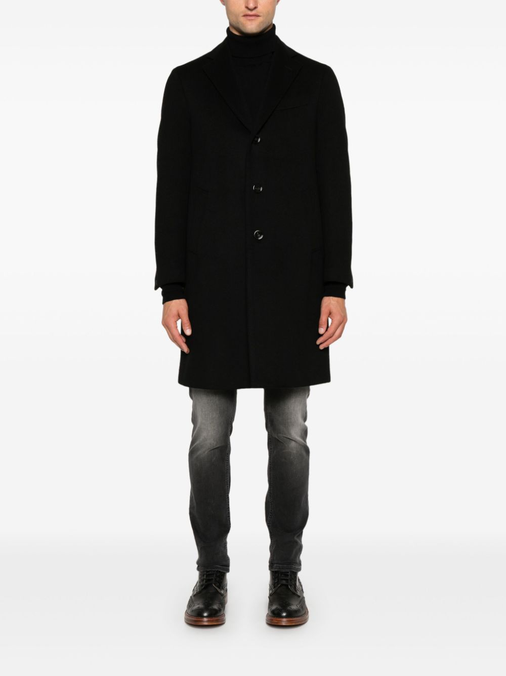 Lardini single-breasted Wool Coat Black Maison-Kitsune Men Single Breasted Coats