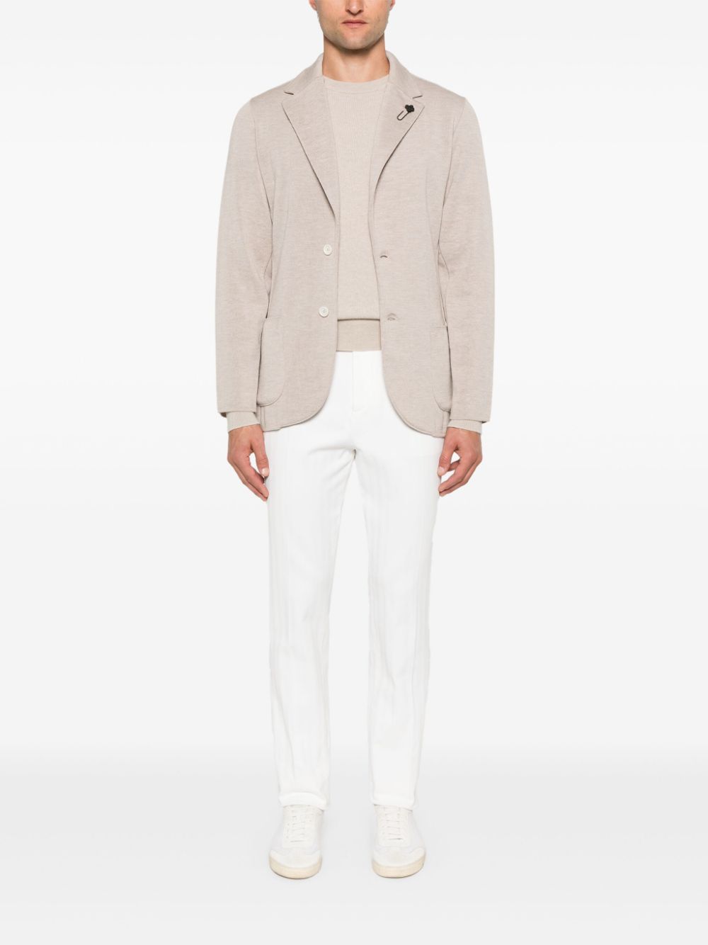 Lardini brooch-detail Blazer Neutrals Maison-Kitsune Men Blazers