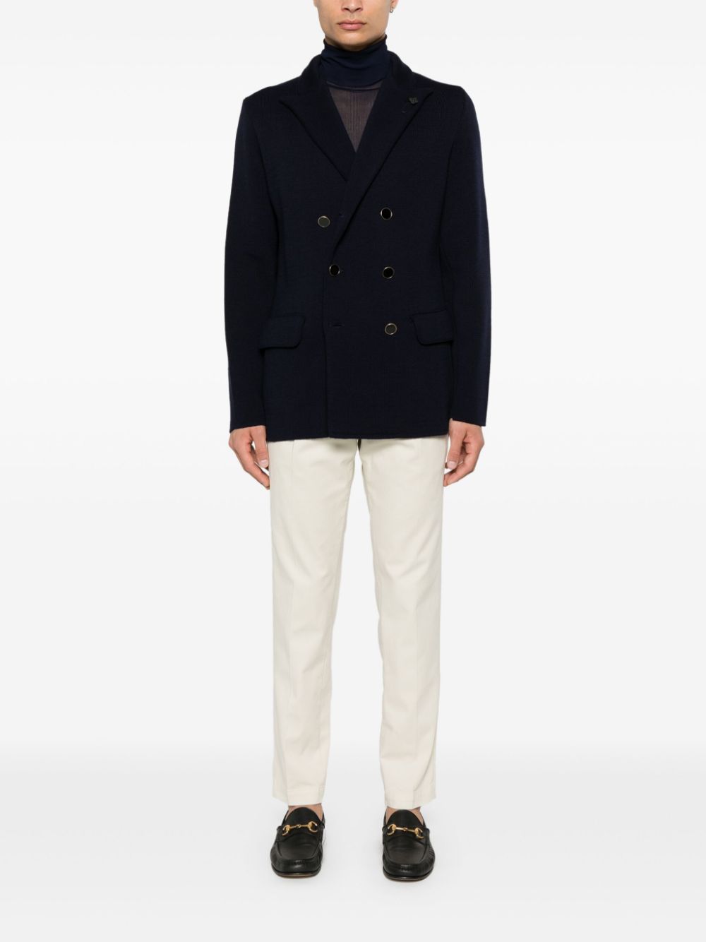 Lardini Knitted Blazer Blue Men Blazers Maison-Kitsune