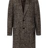 Lardini brooch-detail Coat Brown Men Single Breasted Coats Maison-Kitsune