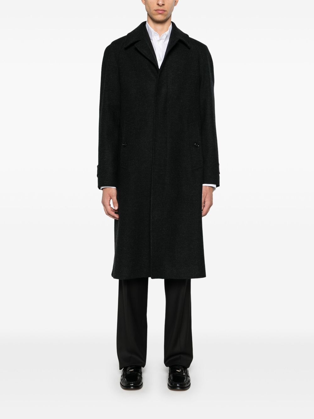 Maison-Kitsune Single Breasted Coats Men Lardini Striped Coat Black