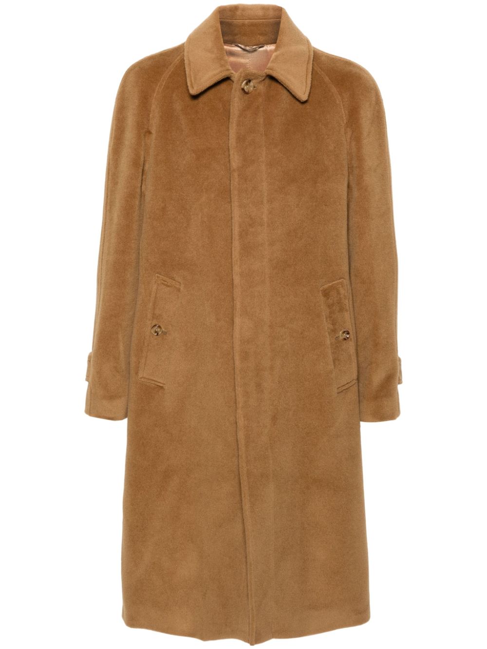 Men Single Breasted Coats Maison-Kitsune Lardini single-breasted Virgin Wool Coat Brown