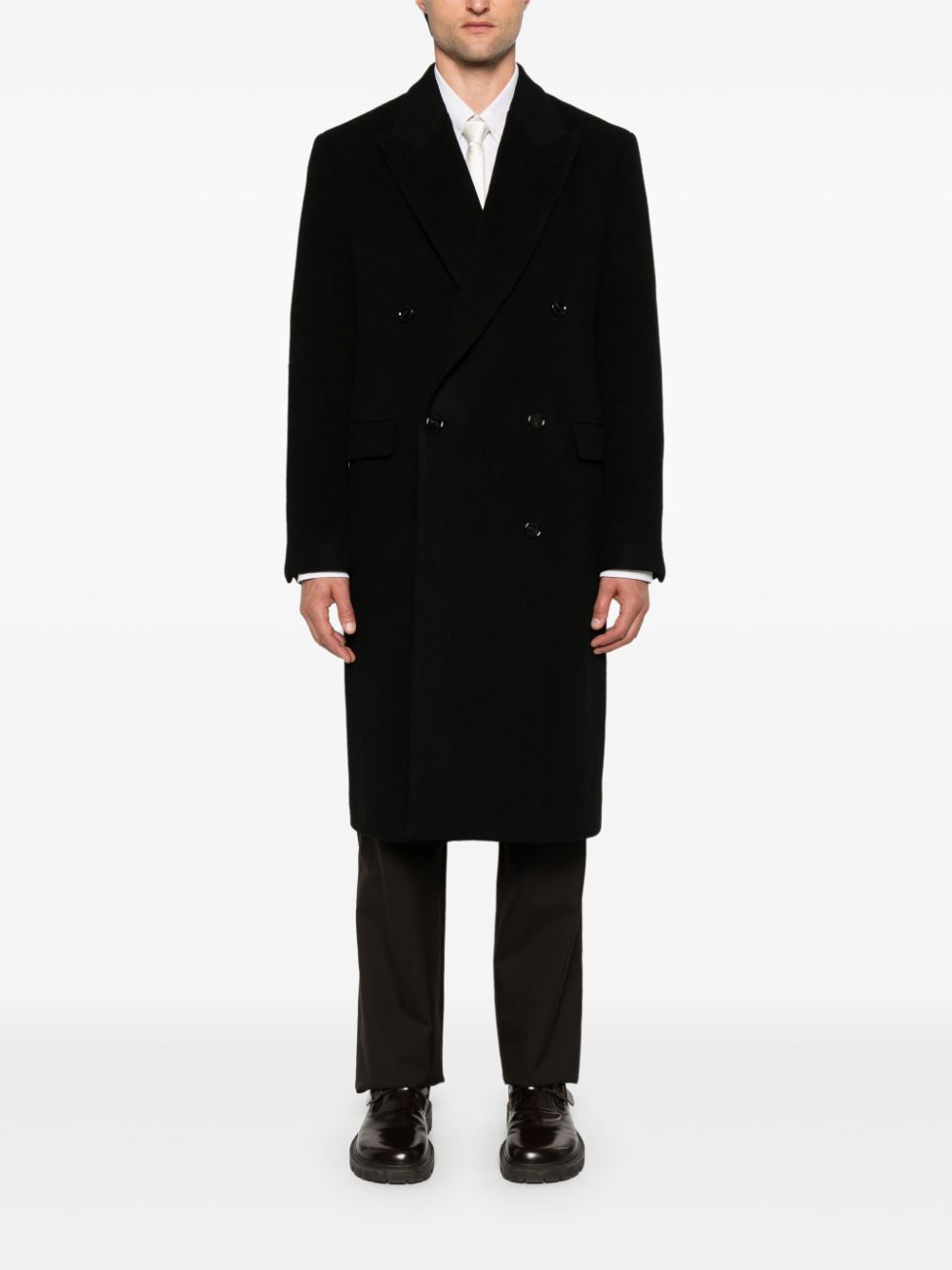 Men Double Breasted Coats Maison-Kitsune Lardini Wool double-breasted Coat Black