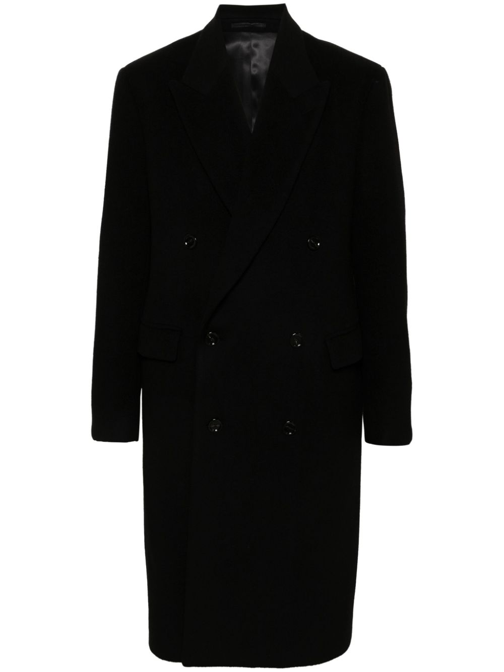 Men Double Breasted Coats Maison-Kitsune Lardini Wool double-breasted Coat Black