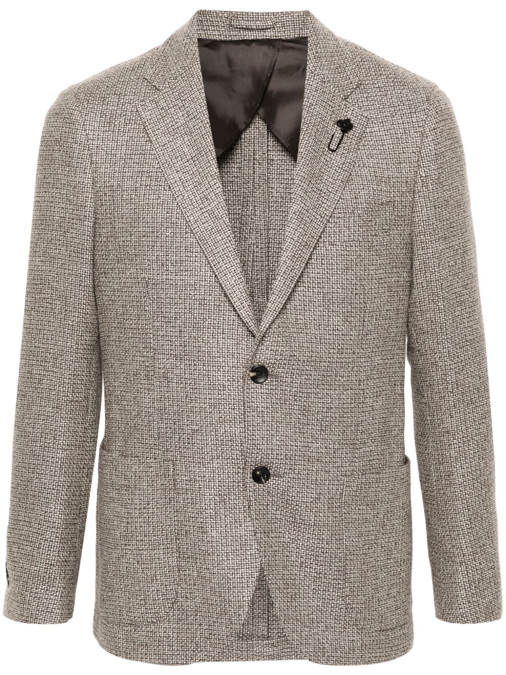 Men Blazers Maison-Kitsune Lardini Interwoven single-breasted Blazer Brown